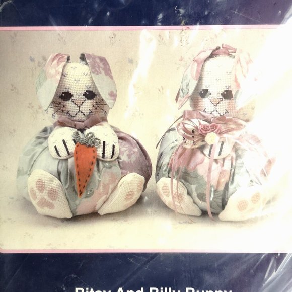 Cross stitch kit, Easter bunny plush, Sewing kit, Needlepoint Easter kit - Picture 3 of 3